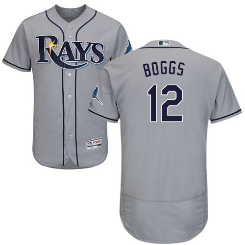 Rays #12 Wade Boggs Grey Flexbase Authentic Collection Stitched MLB Jersey - Click Image to Close